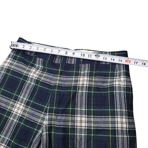 L.L. Bean Vintage Flared Plaid Pants Green Wool - Womens Size 12 - Picture 6 of 6